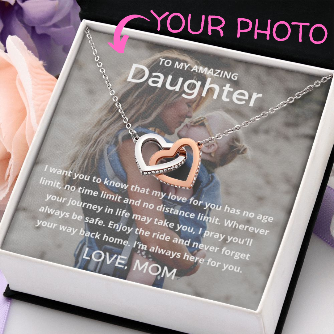 My Amazing Daughter - Interlocking Hearts Necklace For Daughter (Personalize With Your Photo!)