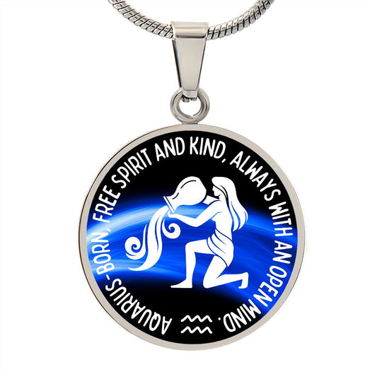 Aquarius Free Spirit And Kind Graphic Pendant Necklace