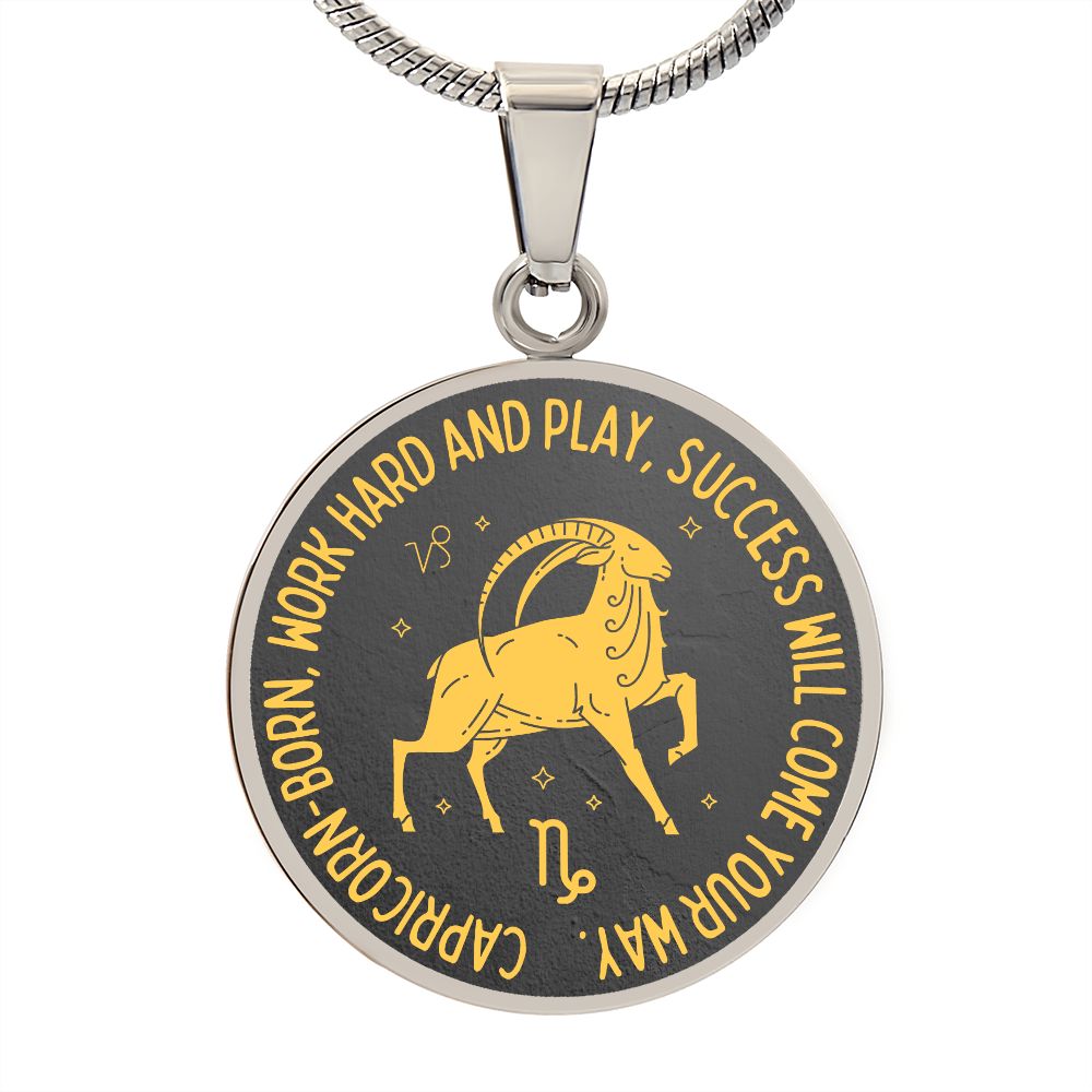 Capricorn Success Will Come Your Way Graphic Pendant Necklace
