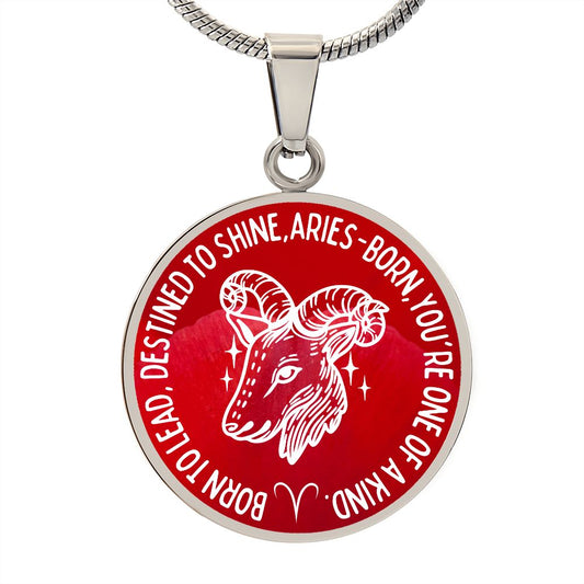 Aries Born To Lead Graphic Pendant Necklace