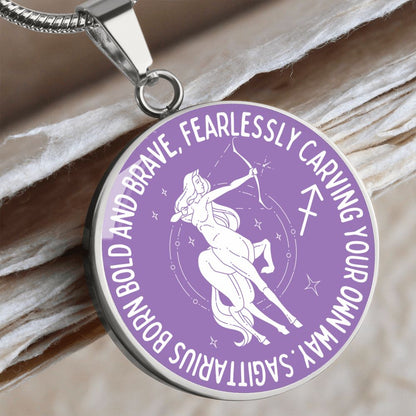 Sagittarius Born Bold And Brave Graphic Pendant Necklace