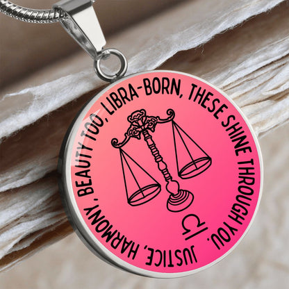 Libra Justice, Harmony, Beauty Too Graphic Pendant Necklace