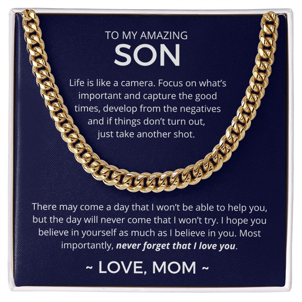 Never Forget That I Love You - Length-Adjustable Cuban Link Chain For Son