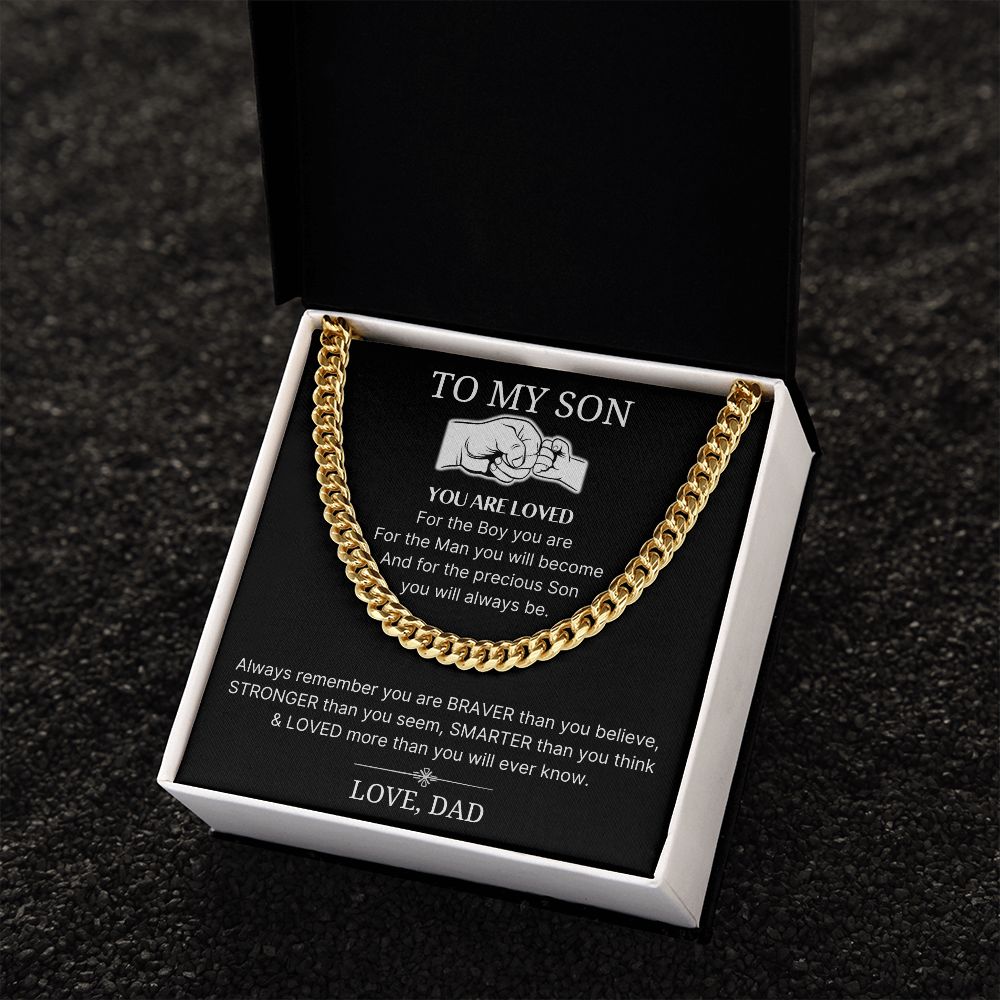 Loved More Than You Will Ever Know - Length Adjustable Cuban Link Chain For Son