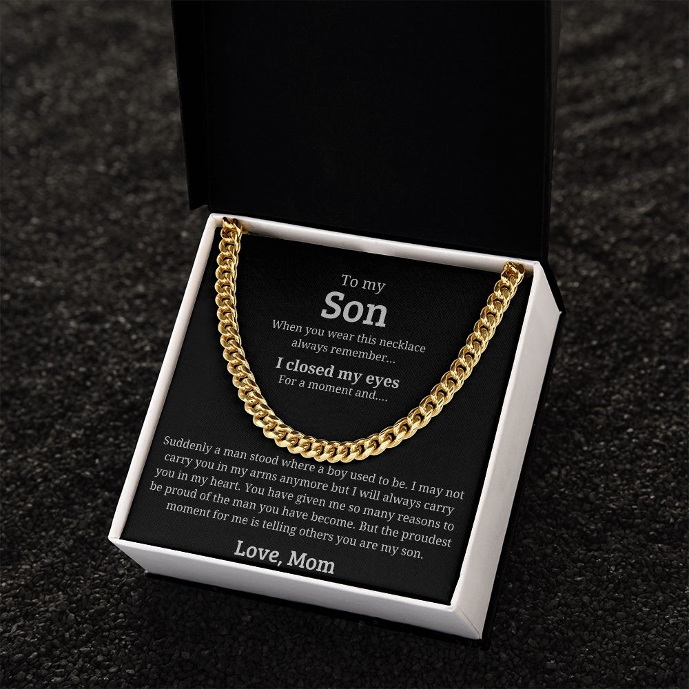 A Man Stood Where A Boy Used to Be - Length Adjustable Cuban Link Chain For Son