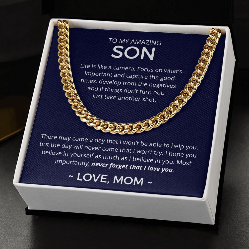Never Forget That I Love You - Length-Adjustable Cuban Link Chain For Son