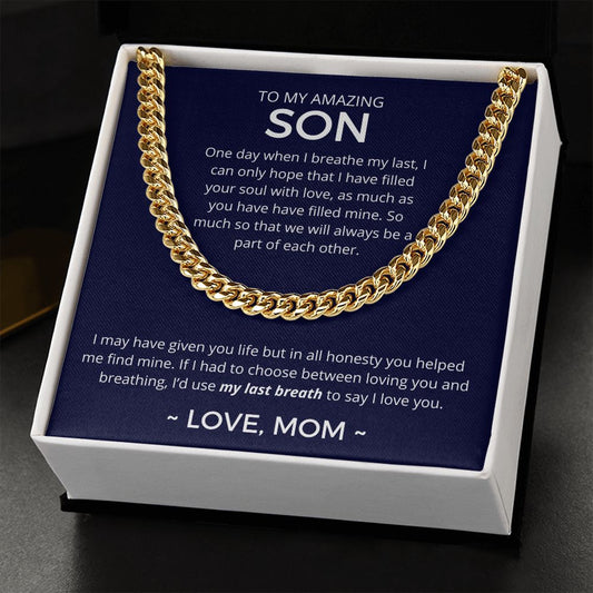 My Last Breath - Length Adjustable Cuban Link Chain For Son