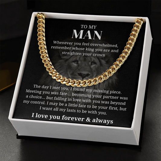 Straighten Your Crown - Length Adjustable Cuban Link Chain For Husband/Soulmate/Boyfriend