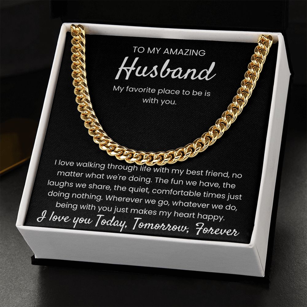Being With You - Length Adjustable Cuban Link Chain For Husband