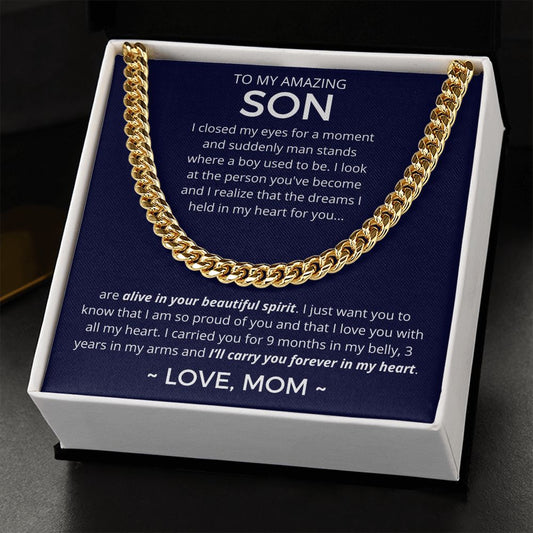 Forever In My Heart - Length-Adjustable Cuban Link Chain For Son