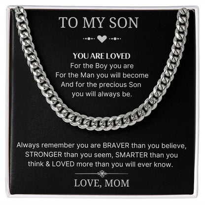 You Are Loved - Length Adjustable Cuban Link Chain For Son
