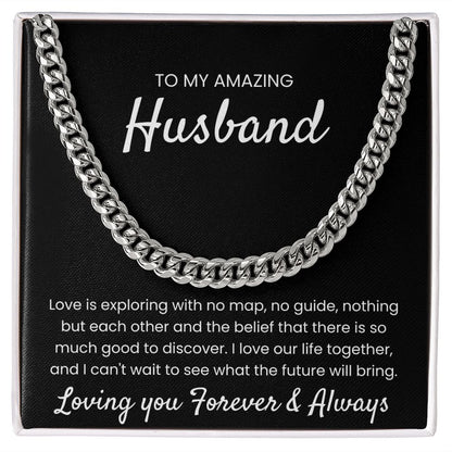 Love Is - Length Adjustable Cuban Link Chain For Husband