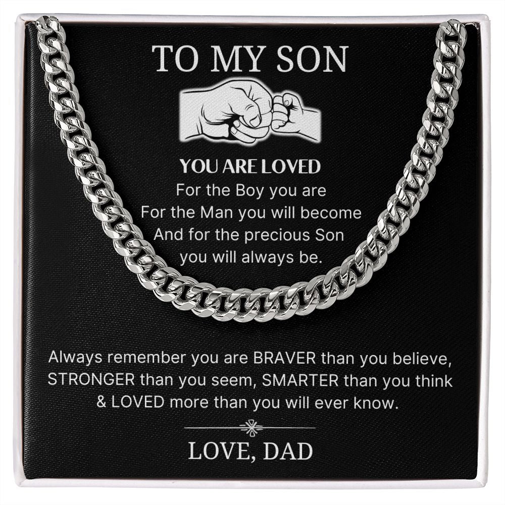 Loved More Than You Will Ever Know - Length Adjustable Cuban Link Chain For Son