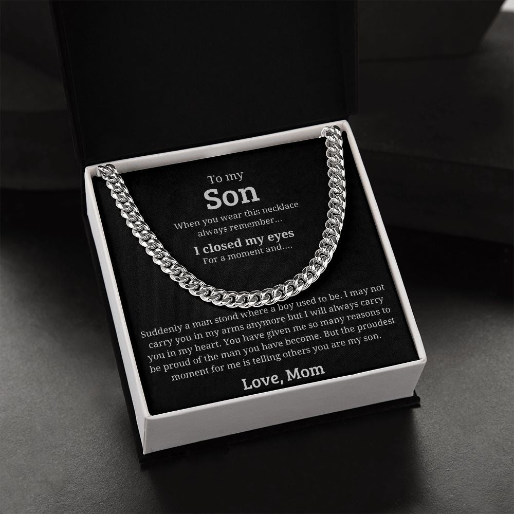 A Man Stood Where A Boy Used to Be - Length Adjustable Cuban Link Chain For Son