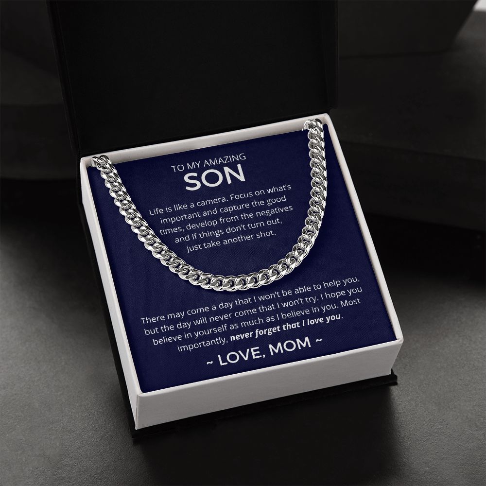Never Forget That I Love You - Length-Adjustable Cuban Link Chain For Son