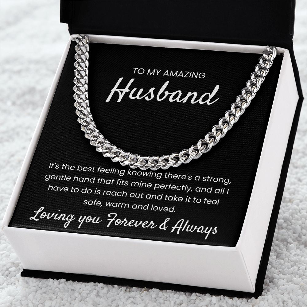 Safe, Warm and Loved - Length Adjustable Cuban Link Chain For Husband