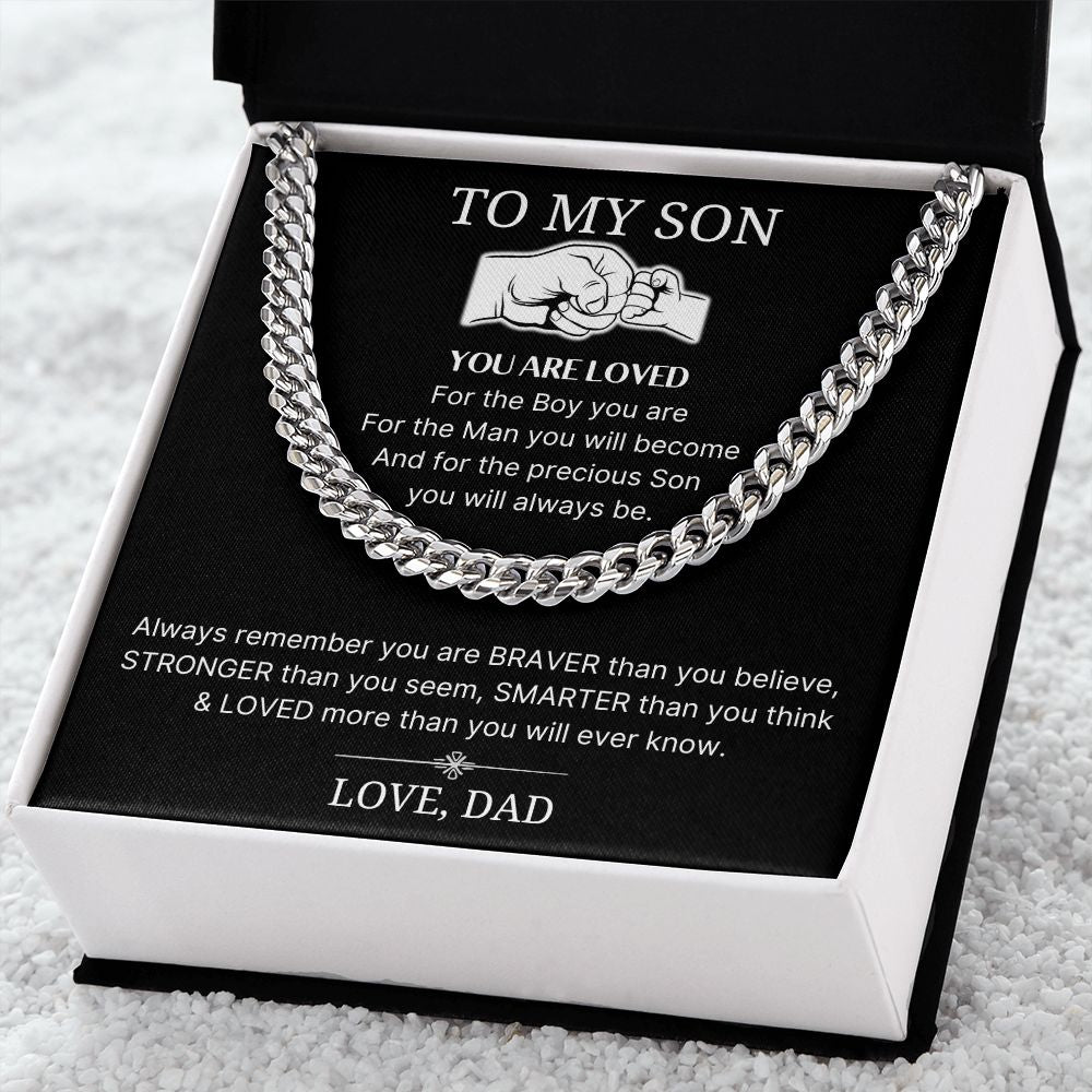 Loved More Than You Will Ever Know - Length Adjustable Cuban Link Chain For Son