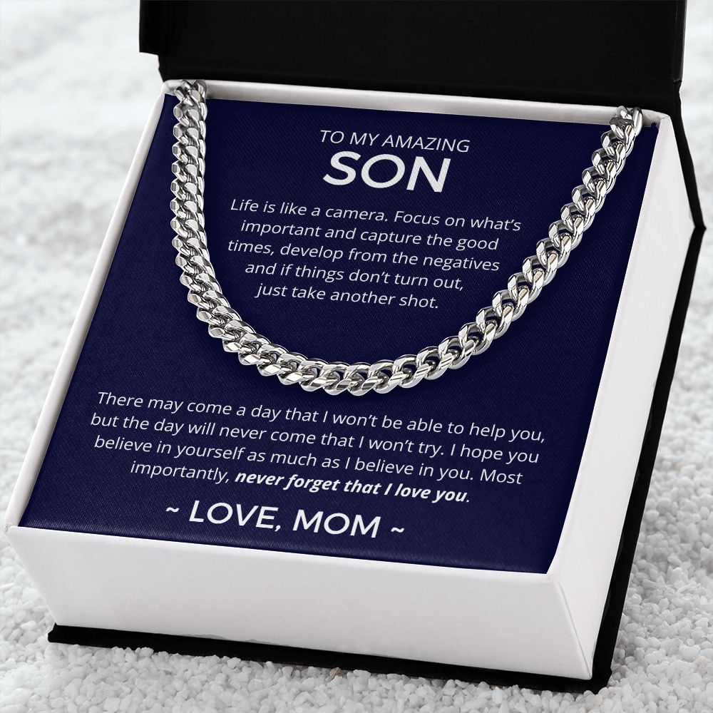 Never Forget That I Love You - Length-Adjustable Cuban Link Chain For Son