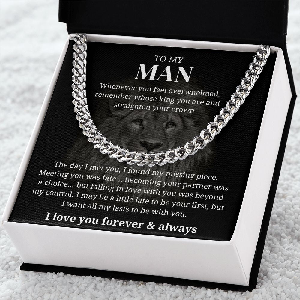 Straighten Your Crown - Length Adjustable Cuban Link Chain For Husband/Soulmate/Boyfriend