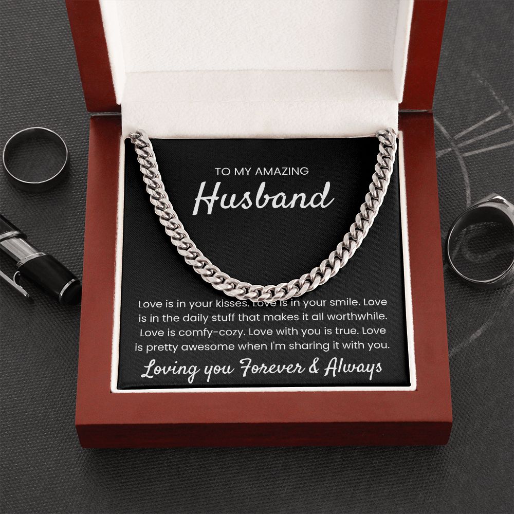 Love Is In Your Kisses - Length Adjustable Cuban Link Chain For Husband