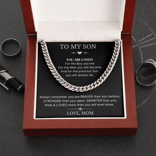 You Are Loved - Length Adjustable Cuban Link Chain For Son