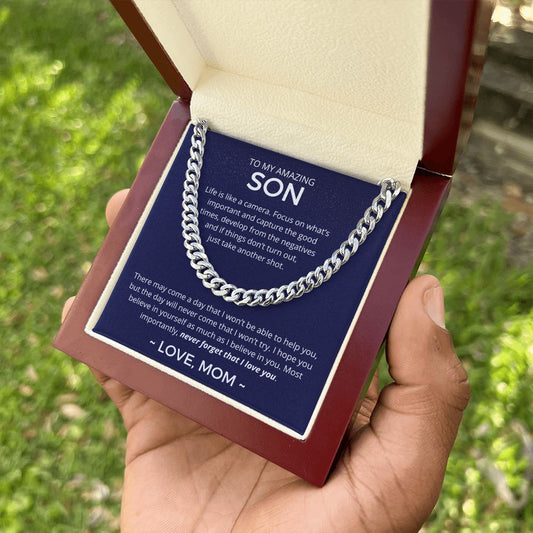 Never Forget That I Love You - Length-Adjustable Cuban Link Chain For Son