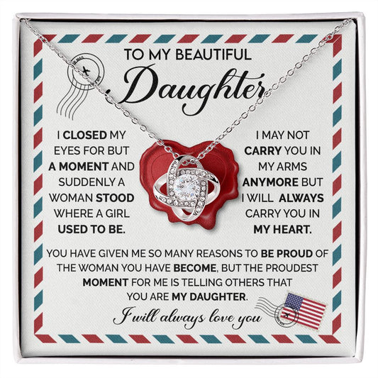 Always In My Heart - Love Knot Necklace For Daughter