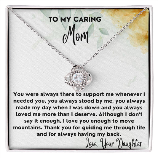 To My Caring Mom - Love Knot Necklace For Mom