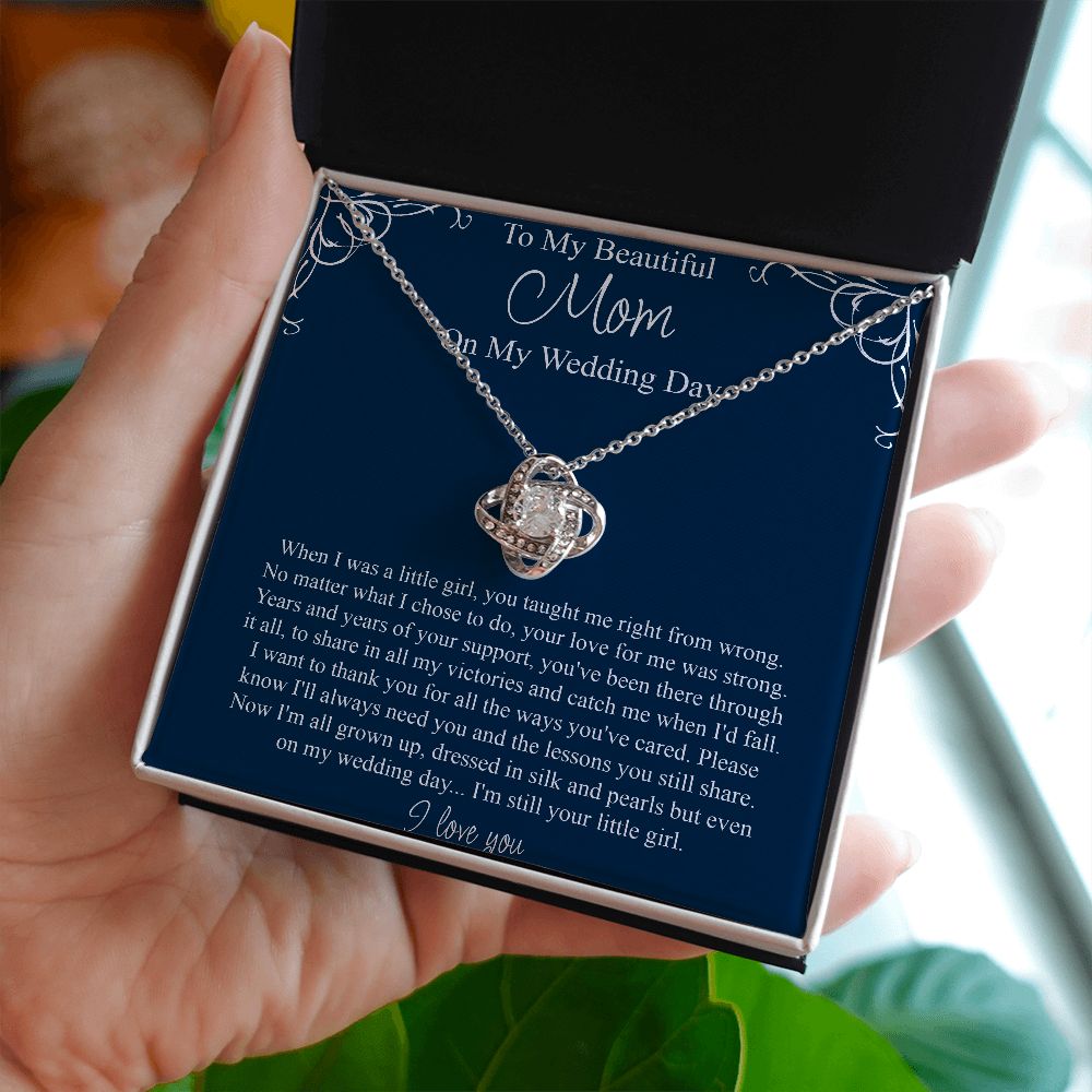 To My Beautiful Mom On My Wedding Day - Love Knot Pendant Necklace