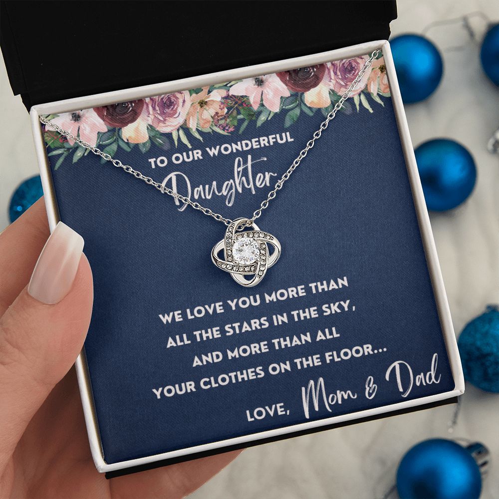 More Than All The Stars In The Sky - Love Knot Necklace For Daughter