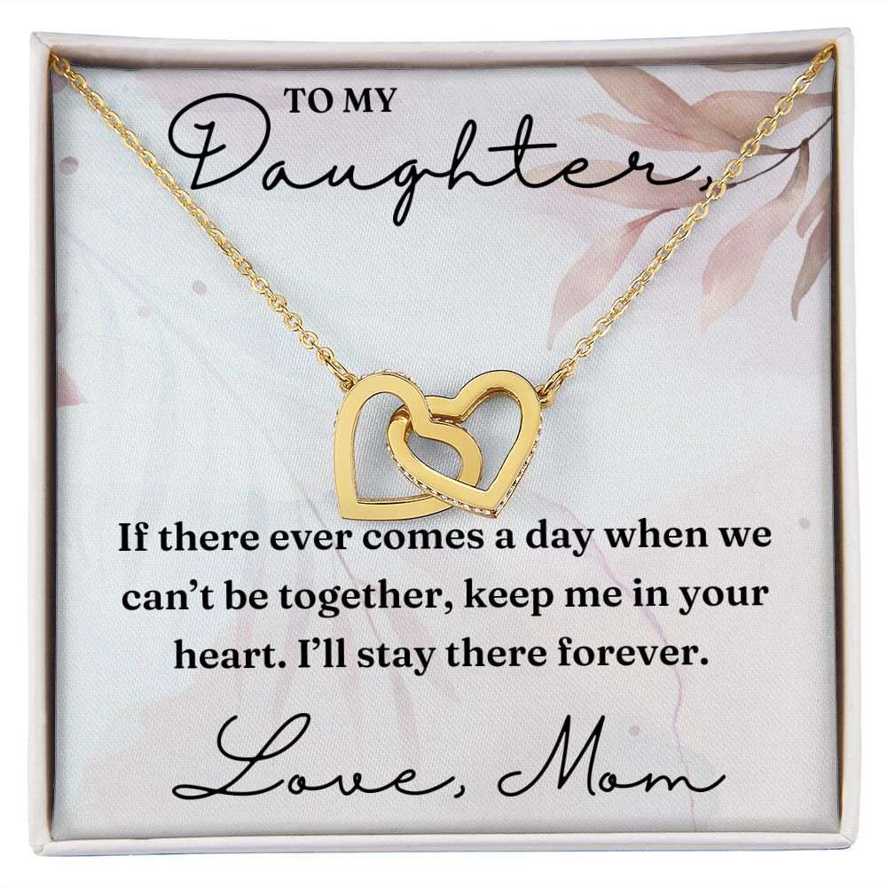 Keep Me In Your Heart - Interlocking Hearts Necklace For Daughter