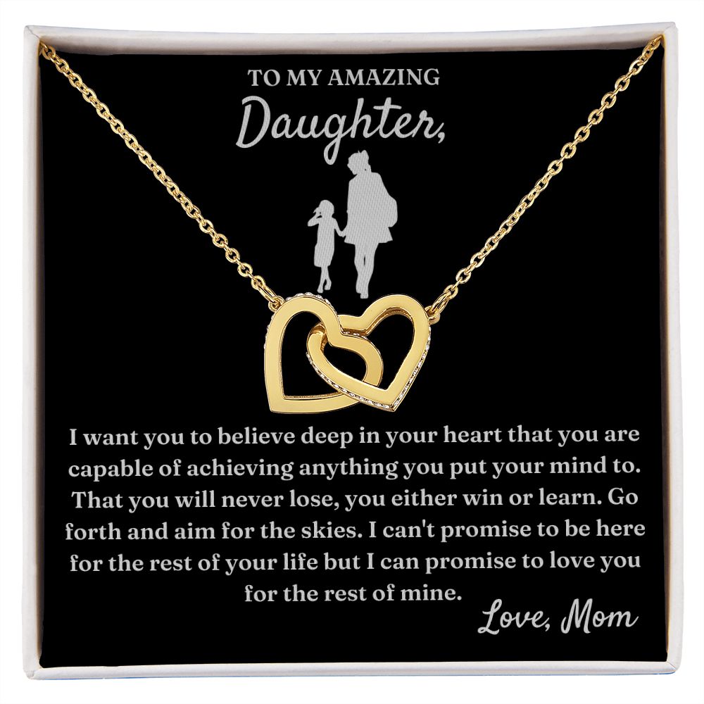Capable Of Achieving Anything - Interlocking Hearts Necklace For Daughter