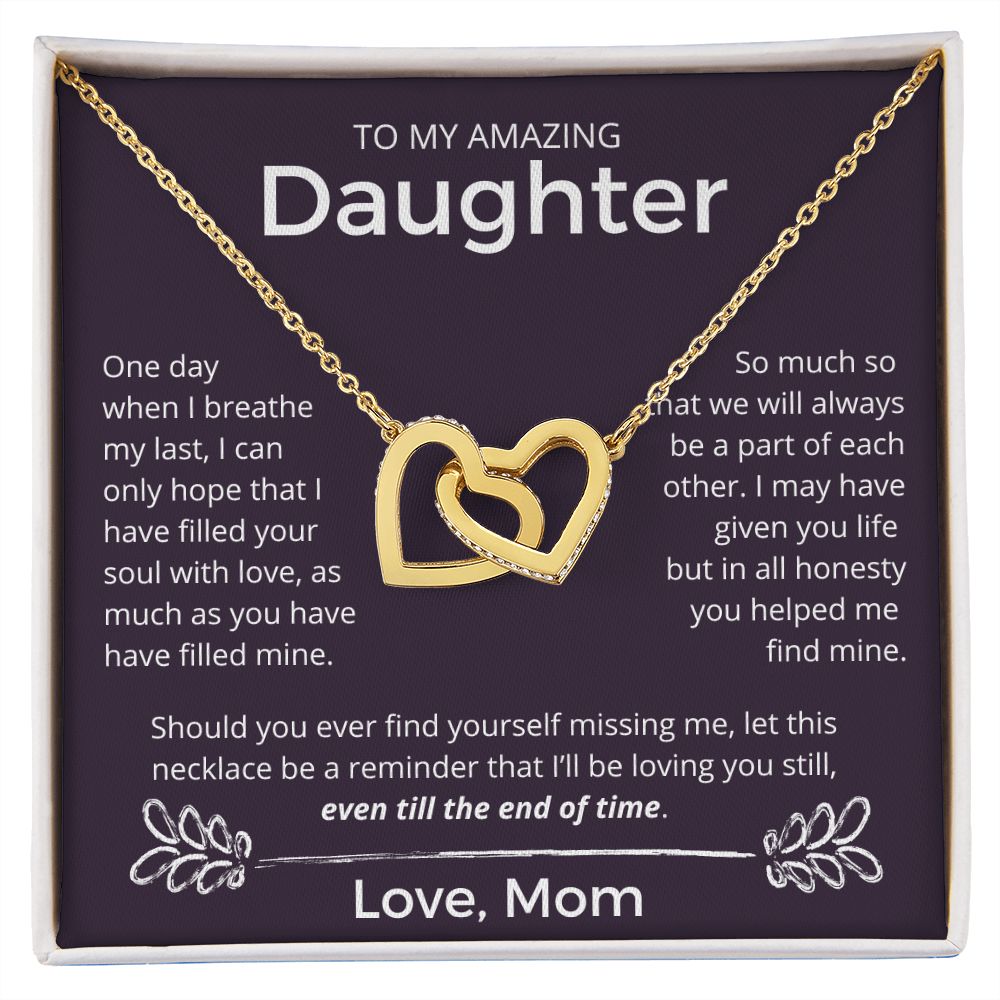 Even Till The End Of Time -  Interlocking Hearts Necklace For Daughter