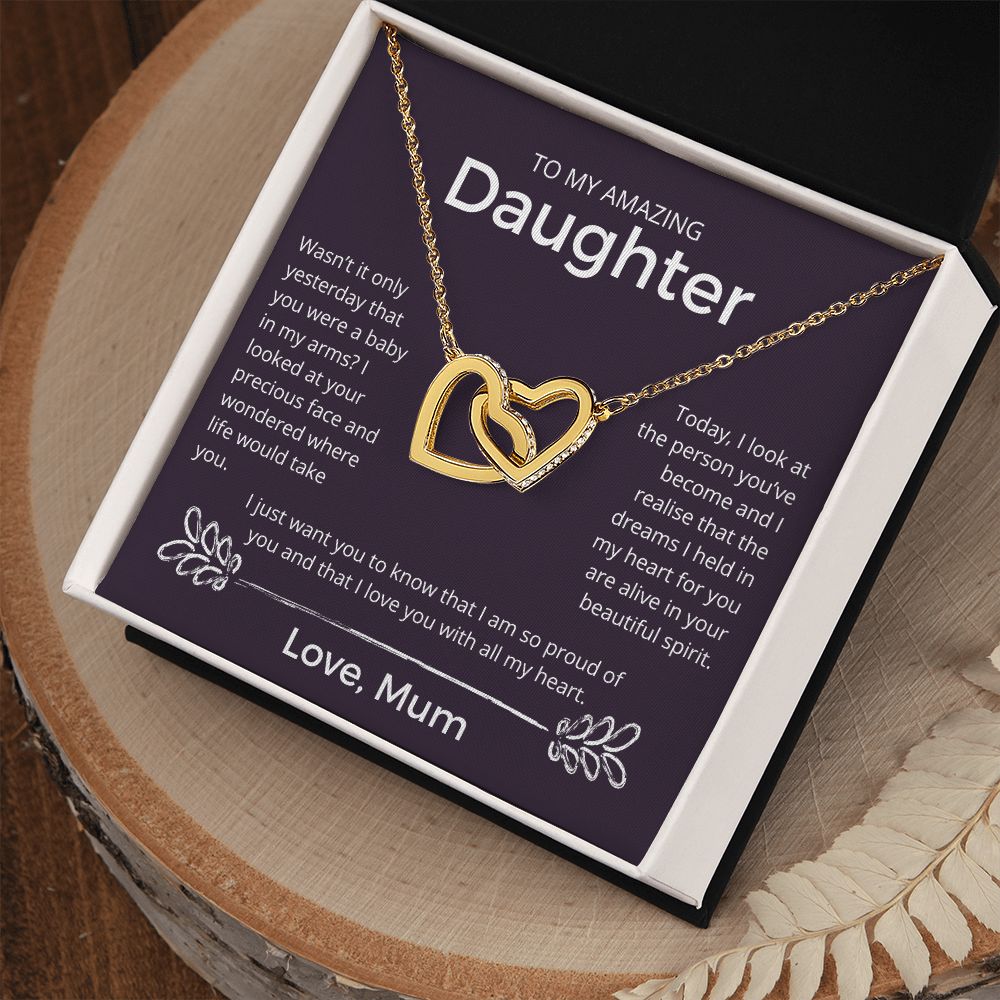 The Dreams I Held In My Heart - Interlocking Hearts Necklace For Daughter