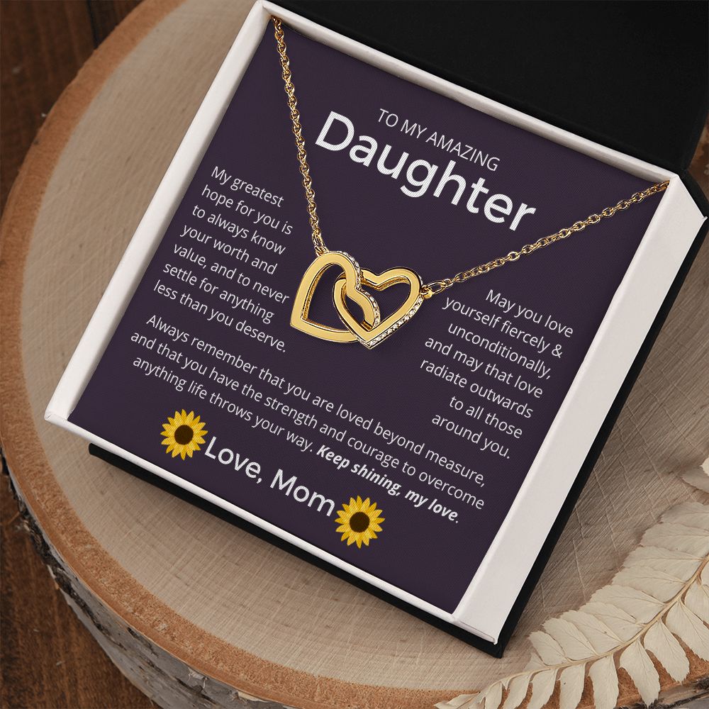 Keep Shining - Interlocking Hearts Necklace For Daughter