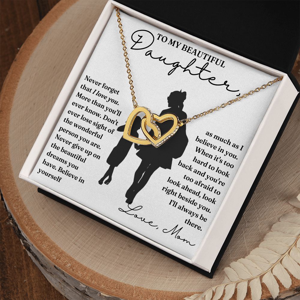 Right Beside You - Interlocking Hearts Necklace For Daughter