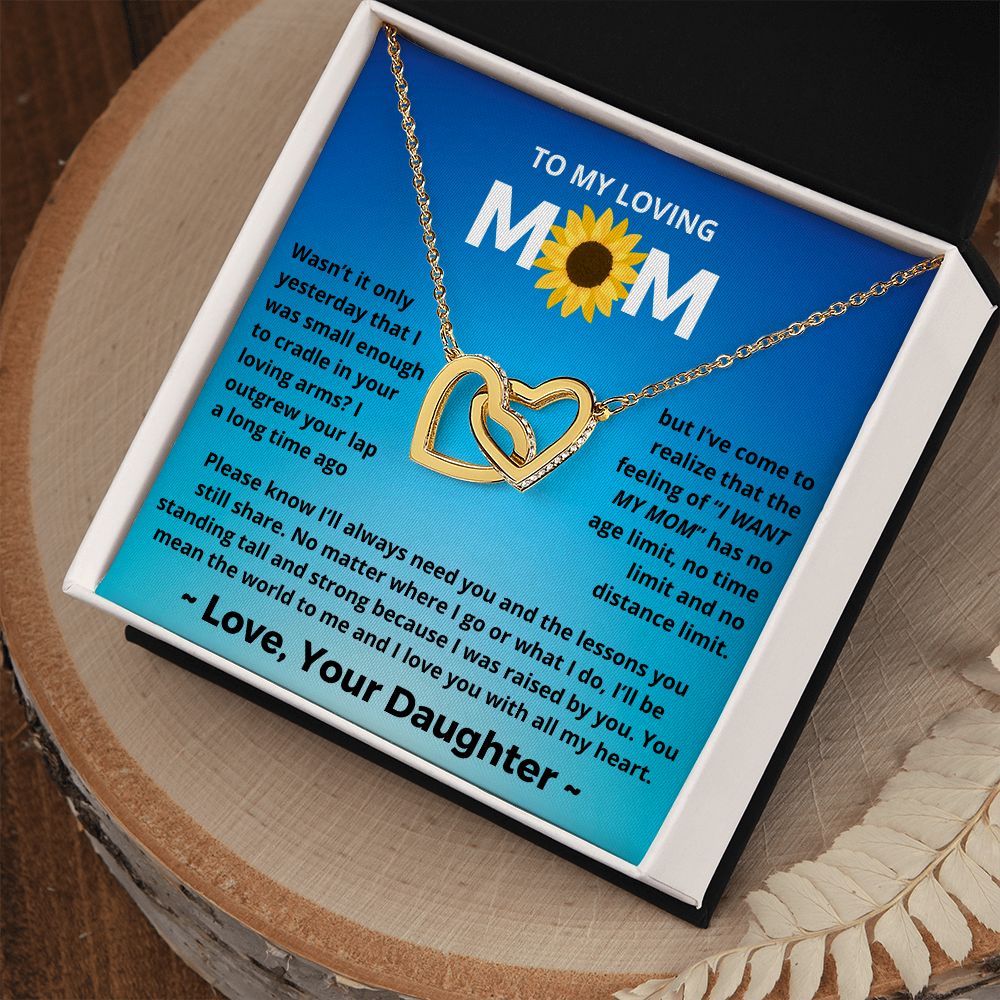You Mean The World To Me - Interlocking Hearts Necklace For Mom