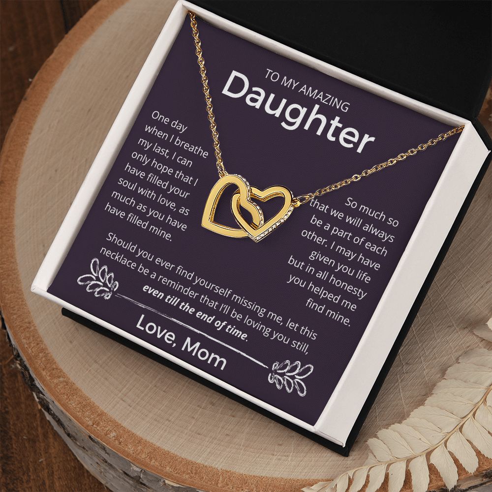 Even Till The End Of Time -  Interlocking Hearts Necklace For Daughter