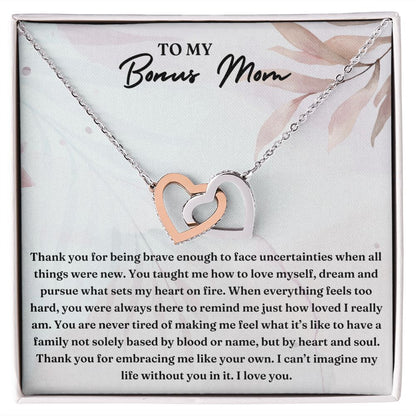 Thank You For Embracing Me Like Your Own - Interlocking Hearts Necklace For Bonus Mom