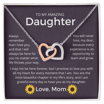 No Matter What Life Throws Your Way - Interlocking Hearts Necklace For Daughter