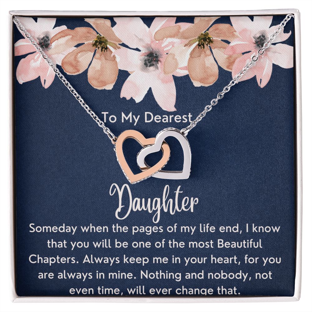 To My Dearest Daughter - Interlocking Hearts Necklace