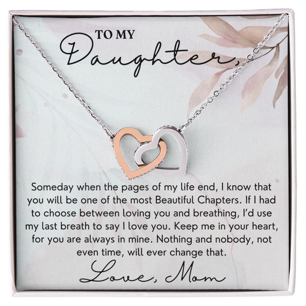 Pages Of My Life - Interlocking Hearts Necklace For Daughter