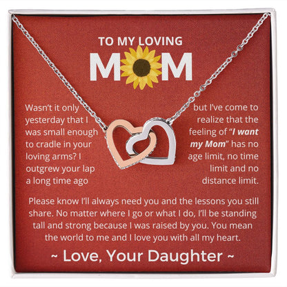 You Mean The World To Me - Interlocking Hearts Necklace For Mom