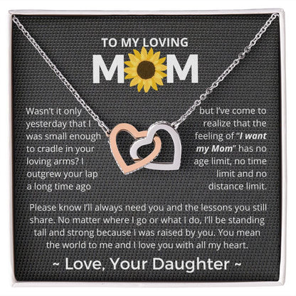 You Mean The World To Me - Interlocking Hearts Necklace For Mom