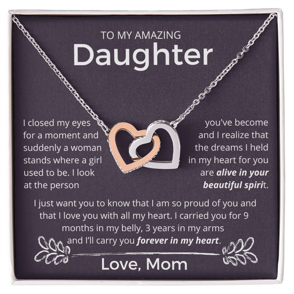 Where A Girl Used To Be - Interlocking Hearts Necklace For Daughter