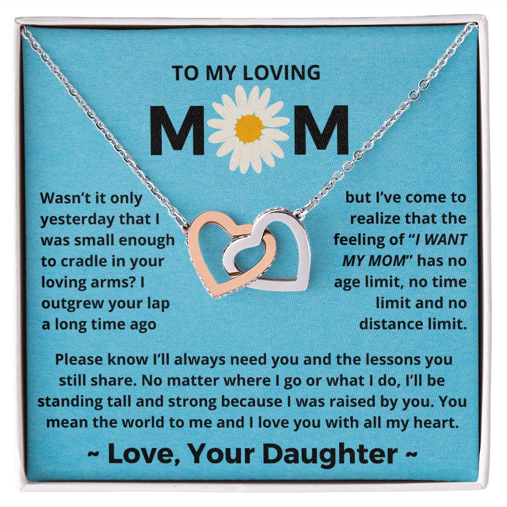 You Mean The World To Me - Interlocking Hearts Necklace For Mom