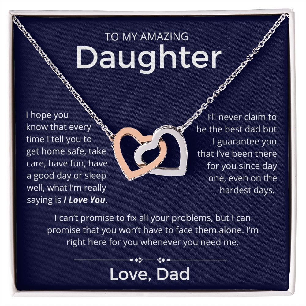 Even On The Hardest Days - Interlocking Hearts Necklace For Daughter