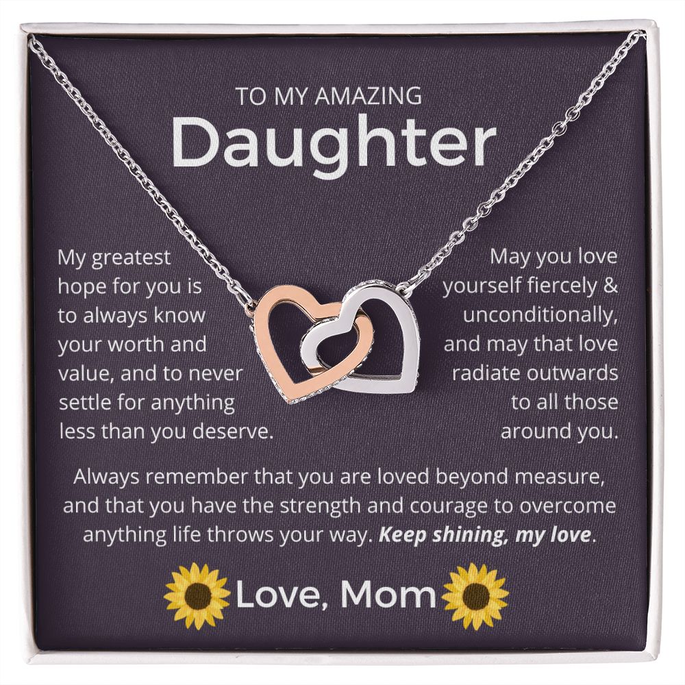 Keep Shining - Interlocking Hearts Necklace For Daughter