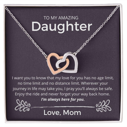 Never Forget Your Way Back Home - Interlocking Hearts Necklace For Daughter