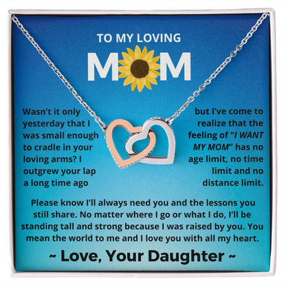You Mean The World To Me - Interlocking Hearts Necklace For Mom